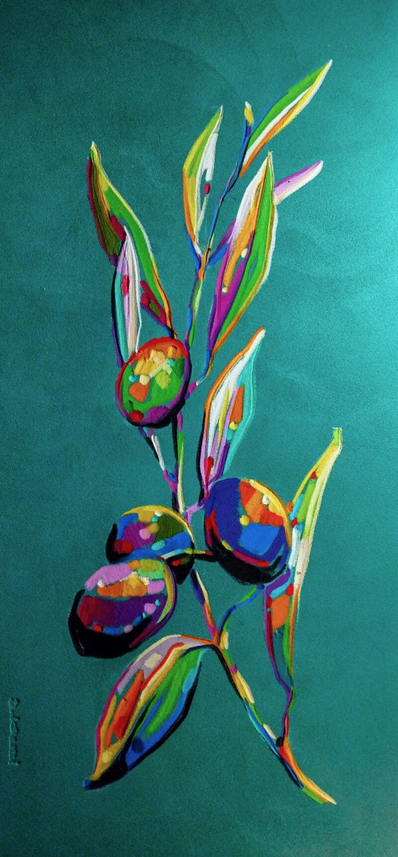 dipinto di un ramo d'ulivo